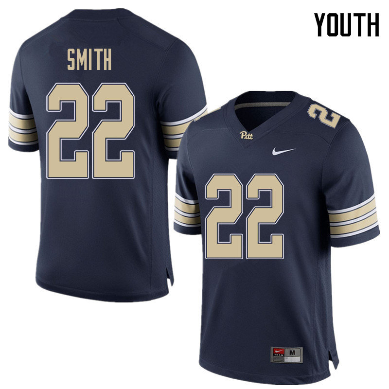 Youth #22 Kollin Smith Pittsburgh Panthers College Football Jerseys Sale-Home Blue